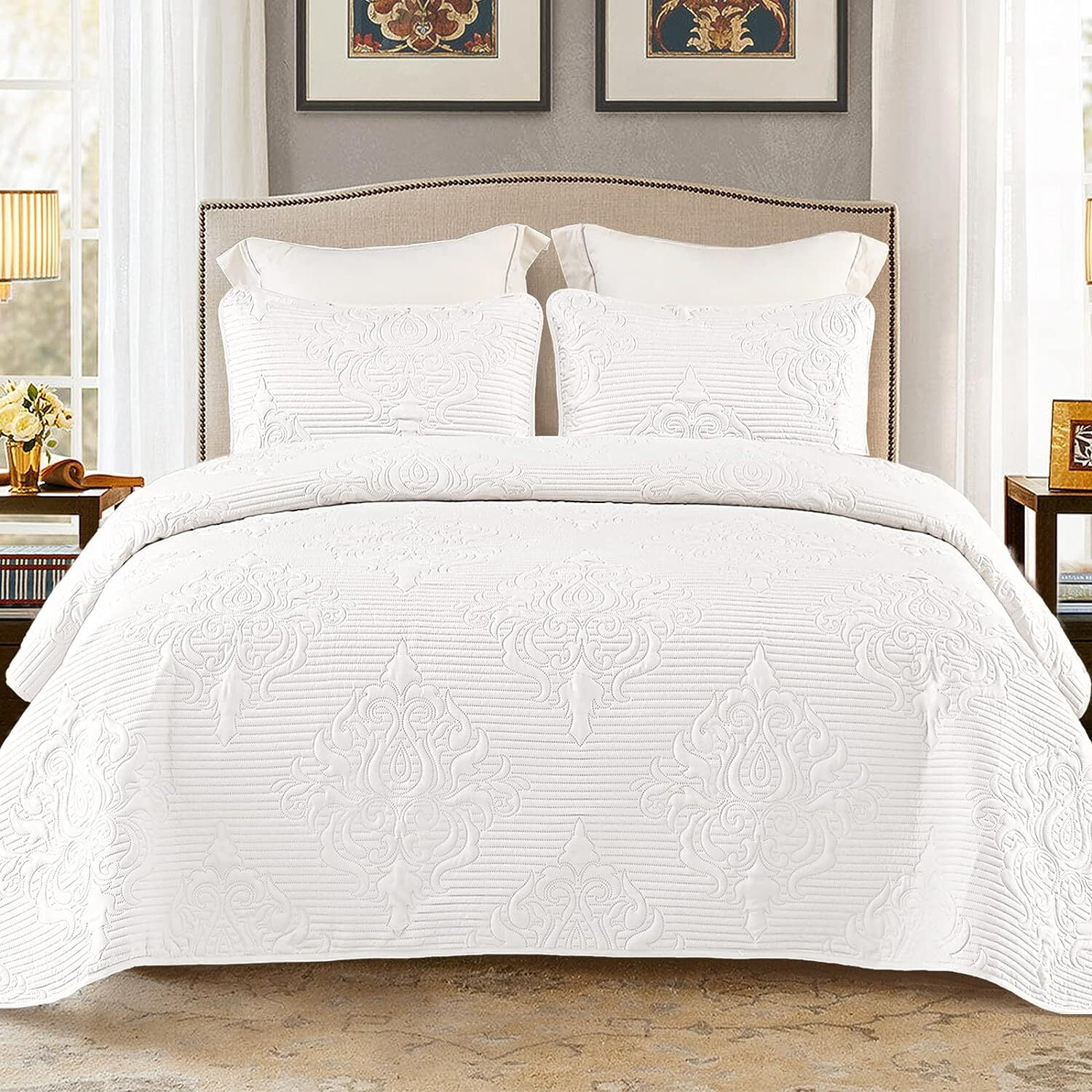 Whale Flotilla Lightweight King Size Quilt Set, 3Piece Embossed