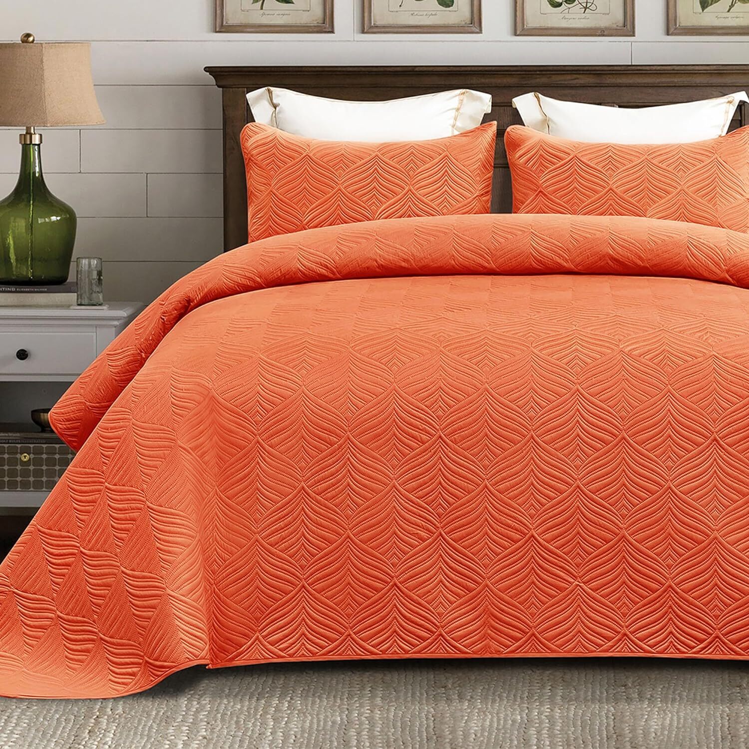 Chezmoi Collection Florenz 3Piece Ultrasonic Medallion Quilting