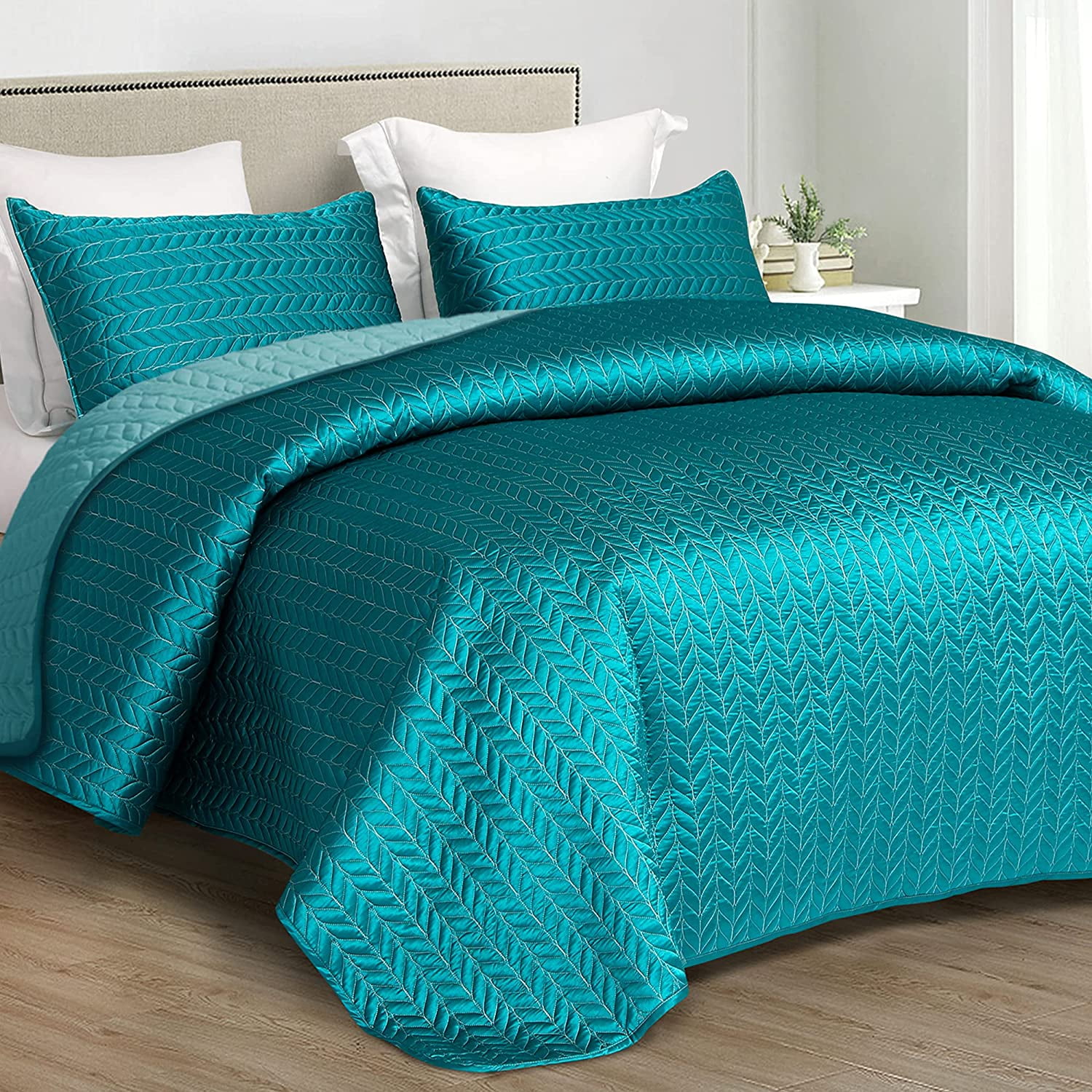 EWAYBY Queen Quilt Bedding Set 3-Piece Bedspread Coverlet Set