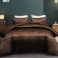 thumbnail image 1 of Whale Flotilla 3-Piece Reversible Silky Soft King Size Comforter Bedding Set, Luxurious Satin Comforters with 2 Satin Pillowcases, Lightweight Duvet for All Seasons, Brown, 1 of 9
