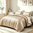 thumbnail image 1 of Whale Flotilla 3-Piece Reversible Silky Satin King Size Comforter Bedding Set, Lightweight Luxury Comforters with 2 Pillowcases All-Season, Champagne, 1 of 10