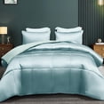 thumbnail image 1 of Whale Flotilla 3-Piece Reversible Silky Soft Queen Size Comforter Bedding Set, Luxurious Satin Comforters with 2 Satin Pillowcases, Lightweight Duvet for All Seasons, Haze Blue, 1 of 8
