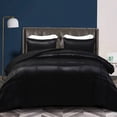 thumbnail image 1 of Whale Flotilla 3-Piece Reversible Silky Soft Queen Size Comforter Bedding Set, Luxurious Satin Comforters with 2 Satin Pillowcases, Lightweight Duvet for All Seasons, Black, 1 of 9
