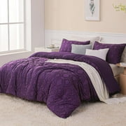 Whale Flotilla 3-Piece Tufted King Size Comforter Set, Soft Fluffy Shabby Chic Comforter for All Seasons, Farmhouse Boho Duvet Bedding Sets with 2 Pillow Shams, 90"x104", Purple