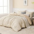 thumbnail image 1 of Whale Flotilla 3-Piece Tufted Queen Size Comforter Set, Soft Fluffy Shabby Chic Comforter for All Seasons, Farmhouse Boho Duvet Bedding Sets with 2 Pillow Shams, 90"x90", Beige, 1 of 9