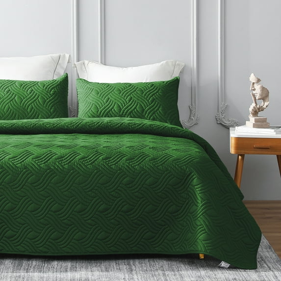 Whale Flotilla 3-Pieces Green Wave Quilt Bedding Sets, Queen
