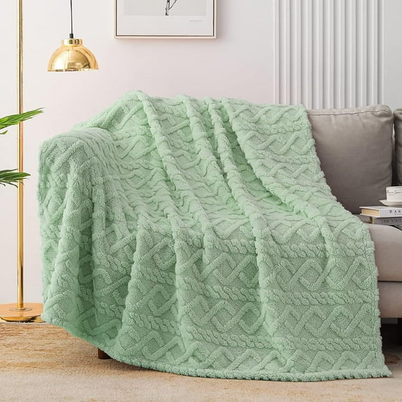 Whale Flotilla Breathable Fleece Throw Blanket for Couch Sofa(50x70 Inch), Super Soft Fuzzy Blankets for All Season, Lightweight and Fluffy, Light Green(Vintage)