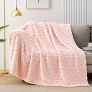 Whale Flotilla Breathable Fleece Throw Blanket for Couch Sofa(50x70 Inch), Super Soft Fuzzy Blankets for All Season, Lightweight and Fluffy, Pink(Vintage)