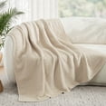 thumbnail image 1 of Whale Flotilla Knit Chenille Twin Size Blanket for Bed, Soft Fuzzy Warm Chunky Bed Blanket, 60"x80", Camel, 1 of 9