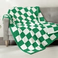 thumbnail image 1 of Whale Flotilla Checkered Knit Throw Blanket for Couch, Sofa, Bed, Soft Fluffy and Cozy, 50"x60", Green, 1 of 8
