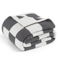 thumbnail image 1 of Whale Flotilla Checkered Knit Twin Size Blanket for Bed, Soft Fluffy and Cozy, 60"x80", Grey, 1 of 8