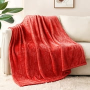 Whale Flotilla Extra Large Fleece Throw Blanket 50x70 Inch, Super Plush and Soft 300GSM Blankets for All Season, Fluffy and Lightweight, Watermelon Red