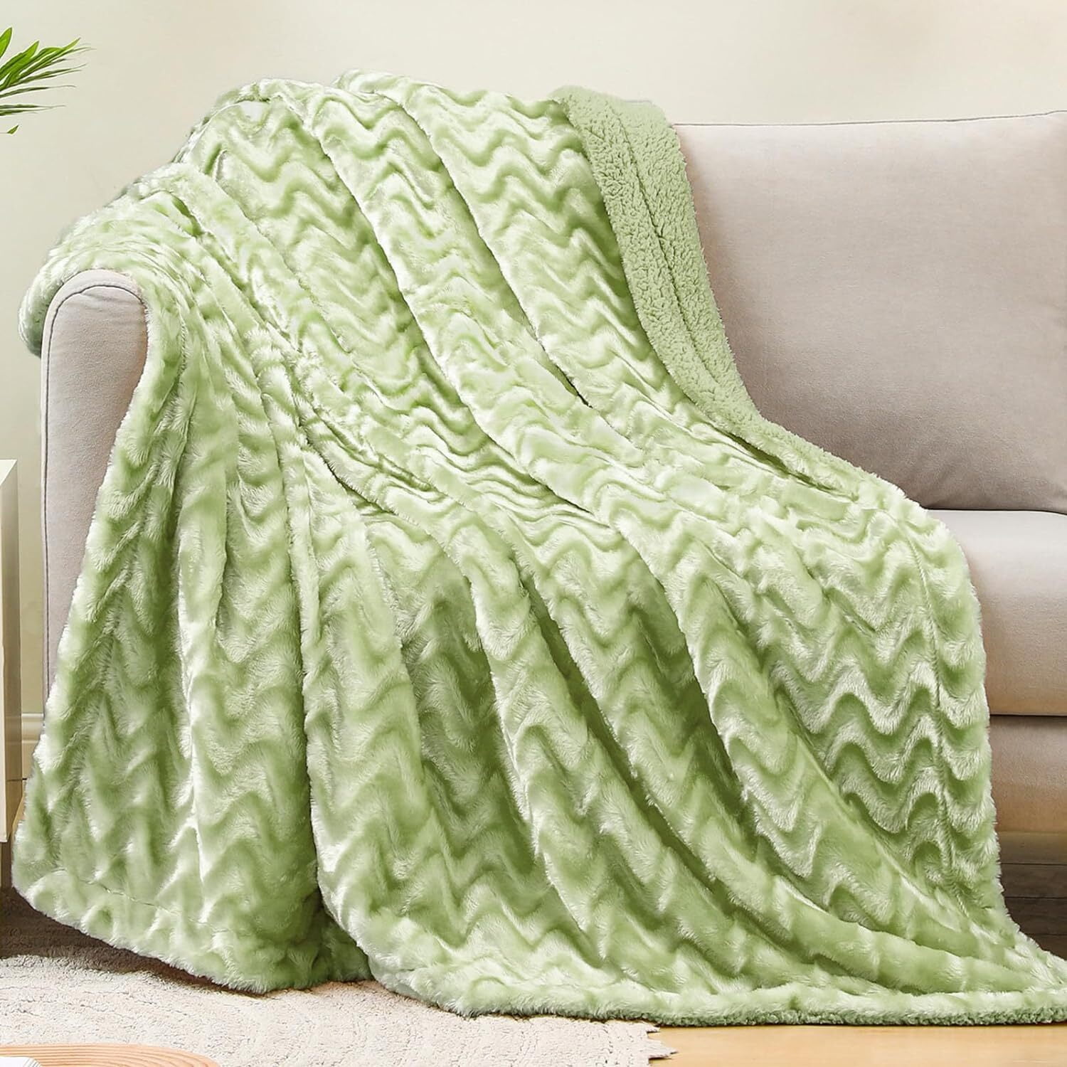 Whale Flotilla Faux Fur Sherpa Throw Blanket for Couch Sofa Bed, Cozy Reversible Fuzzy Fluffy