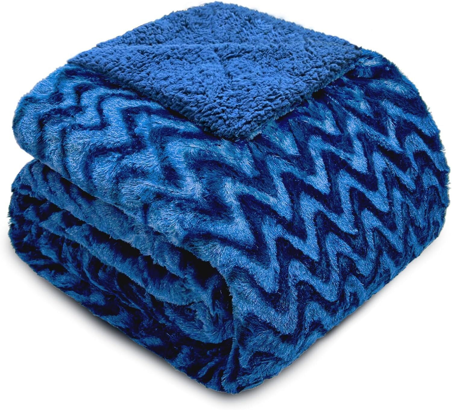 Whale Flotilla Faux Fur Sherpa Twin Size Blanket, Cozy Reversible Fuzzy