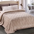 thumbnail image 1 of Whale Flotilla Flannel Fleece 60"x80" Twin Size Throw Blanket, Soft Fluffy Velvet Bedspread with Vintage Pattern, Warm Lightweight All-Season Coverlet, Champagne, 1 of 9