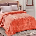 thumbnail image 1 of Whale Flotilla Flannel Fleece King Size 90x104 Inch Bed Blanket, Soft Velvet Lightweight Bedspread Plush Fluffy Coverlet Chevron Design Decorative Blanket for All Season, Coral, 1 of 9