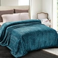 thumbnail image 1 of Whale Flotilla Flannel Fleece King Size 90x104 Inch Bed Blanket, Soft Velvet Lightweight Bedspread Plush Fluffy Coverlet Chevron Design Decorative Blanket for All Season, Teal, 1 of 9