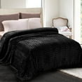 thumbnail image 1 of Whale Flotilla Flannel Fleece Queen Size 90x90 Inch Bed Blanket, Soft Velvet Lightweight Bedspread Plush Fluffy Coverlet Chevron Design Decorative Blanket for All Season, Black, 1 of 8