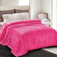 thumbnail image 1 of Whale Flotilla Flannel Fleece Queen Size 90x90 Inch Bed Blanket, Soft Velvet Lightweight Bedspread Plush Fluffy Coverlet Chevron Design Decorative Blanket for All Season, Hot Pink, 1 of 9