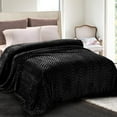 thumbnail image 1 of Whale Flotilla Flannel Fleece Twin-XL Size 90x66 Inch Bed Blanket, Soft Velvet Lightweight Bedspread Plush Fluffy Coverlet Chevron Design Decorative Blanket for All Season, Black, 1 of 8