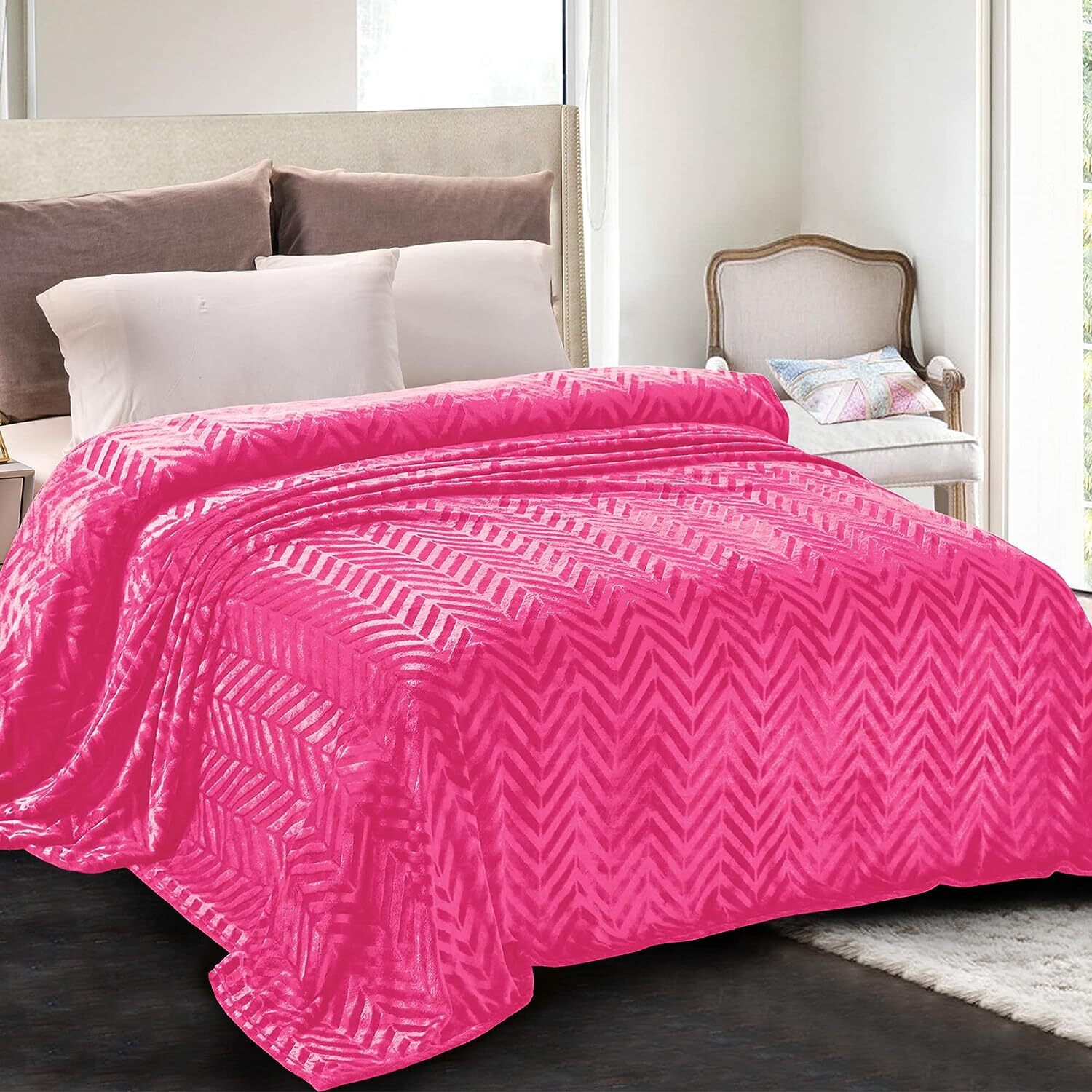 Medium Weight Plain Velvet Plush Blanket Double