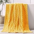 thumbnail image 1 of Whale Flotilla Soft Flannel Fleece Lightweight 50"x60" Throw Blanket, Brushed Chevron Design Fluffy Plush Cozy Blanket for All Seasons, Lemon Yellow, 1 of 9