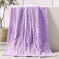 thumbnail image 1 of Whale Flotilla Soft Flannel Fleece Lightweight 50"x60" Throw Blanket, Brushed Chevron Design Fluffy Plush Cozy Blanket for All Seasons, Lilac, 1 of 9