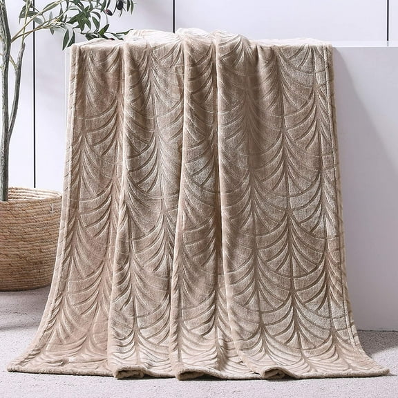 Whale Flotilla Fleece Throw Blanket for Couch, Soft Fluffy Sofa Bed Blanket with Vintage Pattern for All Season, Warm and Lightweight, 50x60 Inch, Champagn