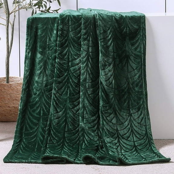 Whale Flotilla Fleece Throw Blanket for Couch, Soft Fluffy Sofa Bed Blanket with Vintage Pattern for All Season, Warm and Lightweight, 50x60 Inch,Deep Green