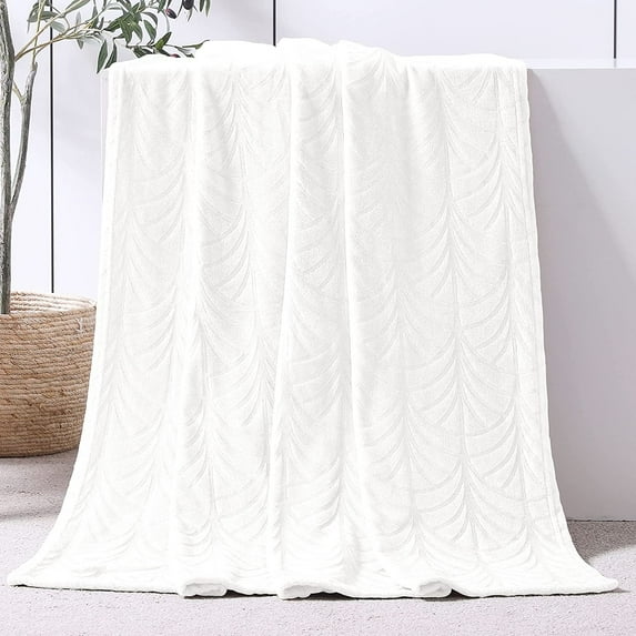 Whale Flotilla Fleece Throw Blanket for Couch, Soft Fluffy Sofa Bed Blanket with Vintage Pattern for All Season, Warm and Lightweight, 50x60 Inch, White