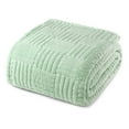 thumbnail image 1 of Whale Flotilla Fluffy Fleece 90"x 90" Queen Size Blanket for Bed, Fuzzy Soft Cozy Exquisite Blankets with Decorative Jacquard Pattern for All Season, Warm but Lightweight, Sage Green, 1 of 9