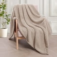 thumbnail image 1 of Whale Flotilla Fuzzy Fleece 50"x70" Throw Blanket for Couch, Fluffy Warm Soft Jacquard Blankets for Fall Winter, Lightweight and Cozy, Camel, 1 of 10