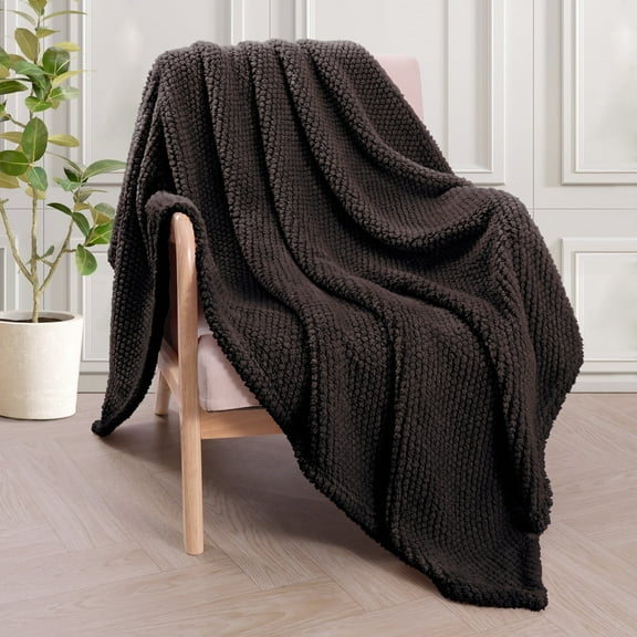 Whale Flotilla Fuzzy Fleece 50"x70" Throw Blanket for Couch, Fluffy Warm Soft Jacquard Blankets for Fall Winter, Lightweight and Cozy, Coffee