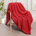 thumbnail image 1 of Whale Flotilla Fuzzy Fleece 50"x70" Throw Blanket for Couch, Fluffy Warm Soft Jacquard Blankets for Fall Winter, Lightweight and Cozy, Red, 1 of 10