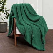 Whale Flotilla Fuzzy Fleece Throw Blanket for Couch, Fluffy Warm Soft Jacquard Blankets for Fall Winter, Lightweight and Cozy, 50x70 Inch, Deep Green