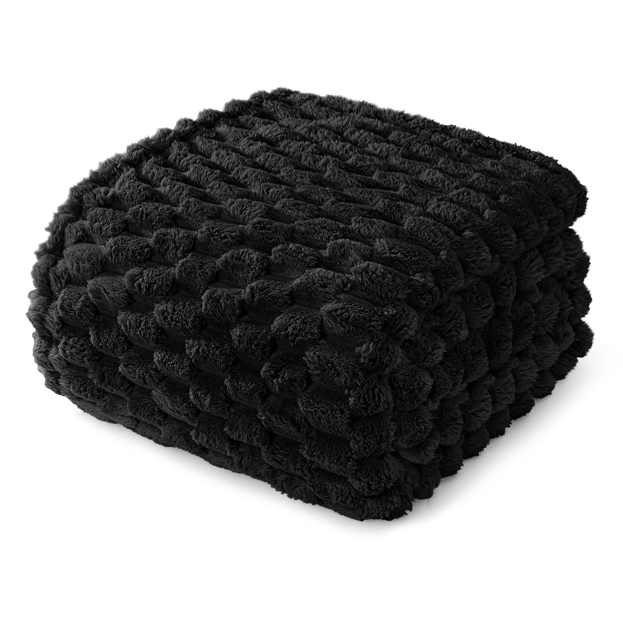 Whale Flotilla 90"x 104" King Size Blanket for Bed with Expanded 3D-Jacquard Pattern, Fuzzy Soft Cozy Exquisite Blankets or All Season, Warm and Fluffy, Black