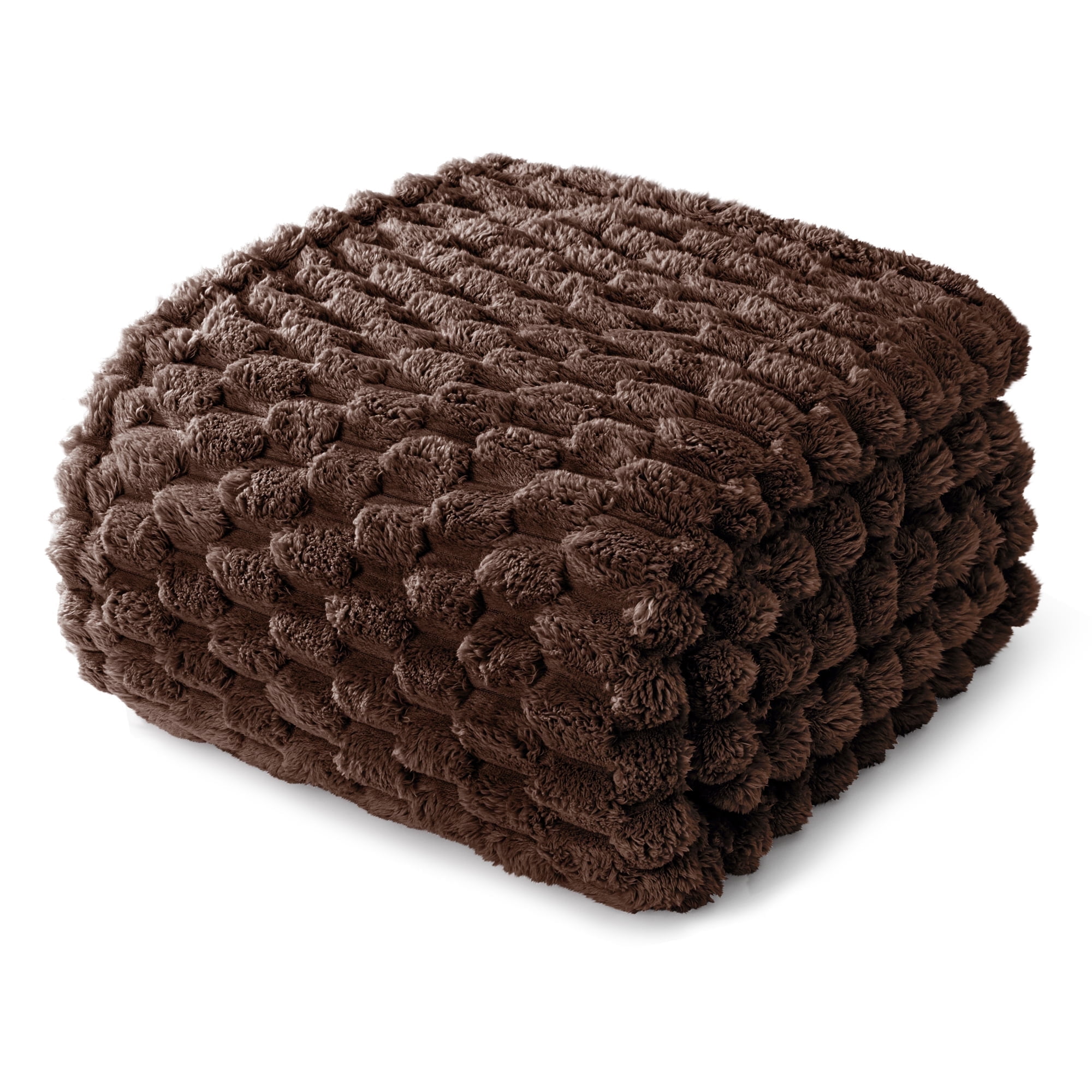 Whale Flotilla 90"x 104" King Size Blanket for Bed with Expanded 3D-Jacquard Pattern, Fuzzy Soft Cozy Exquisite Blankets or All Season, Warm and Fluffy, Coffee