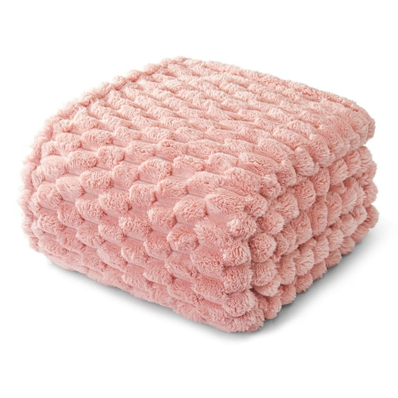 Whale Flotilla 90"x 104" King Size Blanket for Bed with Expanded 3D-Jacquard Pattern, Fuzzy Soft Cozy Exquisite Blankets or All Season, Warm and Fluffy, Pink