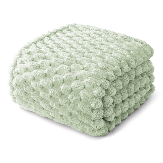 Whale Flotilla 90"x 104" King Size Blanket for Bed with Expanded 3D-Jacquard Pattern, Fuzzy Soft Cozy Exquisite Blankets or All Season, Warm and Fluffy, Sage Green