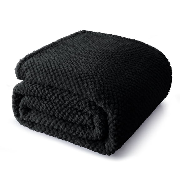Whale Flotilla King Size Fuzzy Fleece Blanket, 90"x104" Fluffy Lightweight Soft Jacquard Bed Blankets for All Seasons, Warm and Cozy, Black