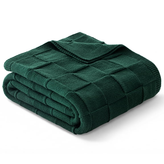 Whale Flotilla Knit Throw Blanket for Couch, Soft Fuzzy Decorative Knitted Blanket for Sofa Bed, Lightweight Cozy Warm Throws, 50x60 Inch, Dark Green