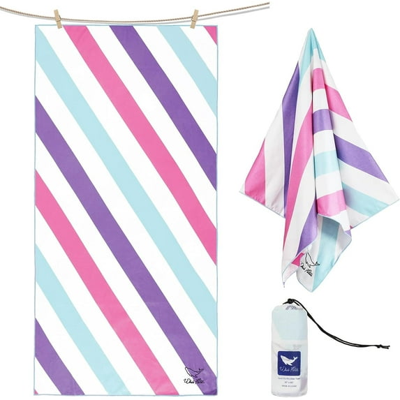 Whale Flotilla Large 30"x60" Quick Dry Beach Towel (30"x60"), Microfiber Sand Free Beach Towels, Super Absorbent Compact Pool Travel Towel, Pink
