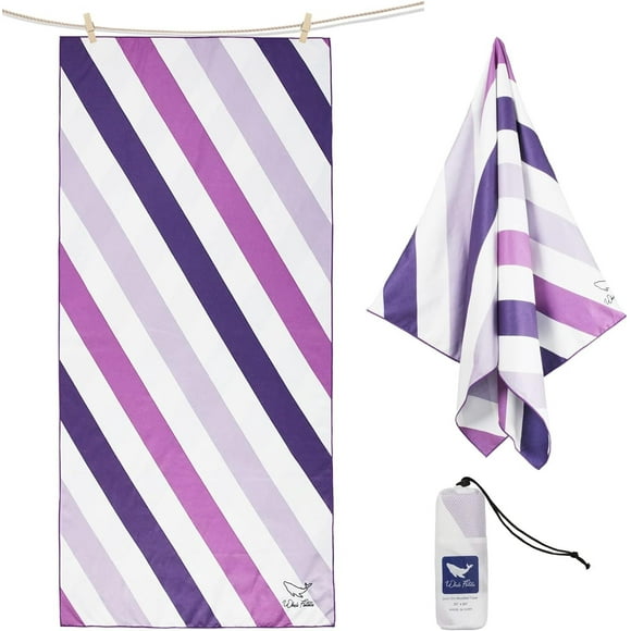 Whale Flotilla Large 30"x60" Quick Dry Beach Towel (30"x60"), Microfiber Sand Free Beach Towels, Super Absorbent Compact Pool Travel Towel, Purple