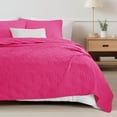 thumbnail image 1 of Whale Flotilla Microfiber Queen Size 90"x 96" Quilt Set Lightweight Quilted Bedspreads Coverlets Set with Stars Pattern, Hot Pink, 1 of 9