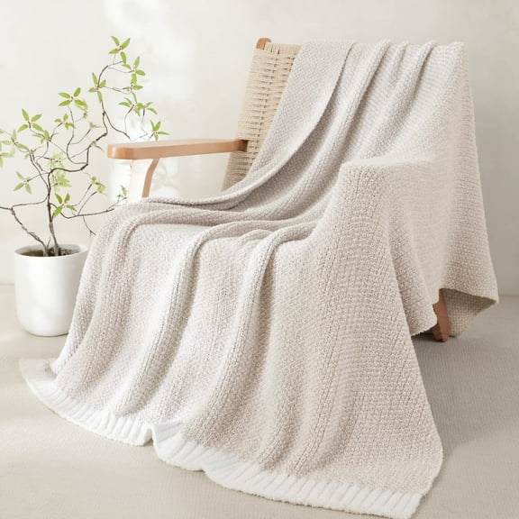 Whale Flotilla Knit Throw Blanket for Couch, Sofa, Bed, Soft Fluffy and Cozy, 50"x60", Camel