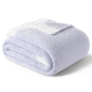 Whale Flotilla Knit Throw Blanket for Couch, Sofa, Bed, Soft Fluffy and Cozy, 50"x60", Lavender