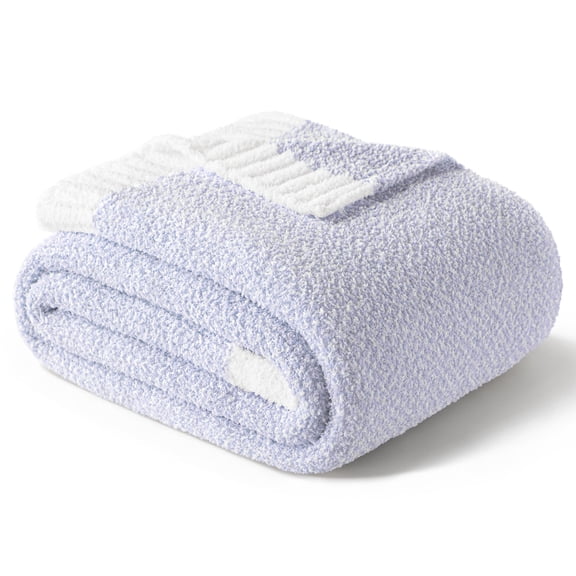 Whale Flotilla Knit Throw Blanket for Couch, Sofa, Bed, Soft Fluffy and Cozy, 50"x60", Lavender