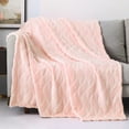 thumbnail image 1 of Whale Flotilla Pink 3D Feather Fuzzy Fleece Throw, 50” x 70”, 1 of 8
