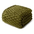 thumbnail image 1 of Whale Flotilla 90"x 90" Queen Size Blanket for Bed with Expanded 3D-Jacquard Pattern, Fuzzy Soft Cozy Exquisite Blankets or All Season, Warm and Fluffy, Olive, 1 of 10