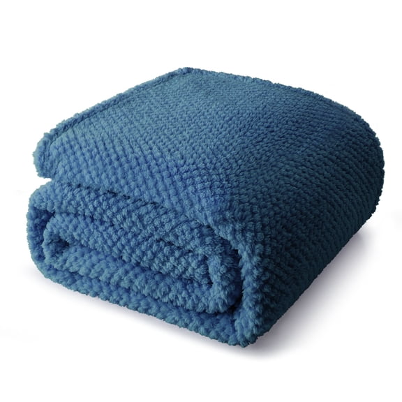 Whale Flotilla Queen Size Fuzzy Fleece Blanket, 90"x90" Fluffy Lightweight Soft Jacquard Bed Blankets for All Seasons, Warm and Cozy, Navy